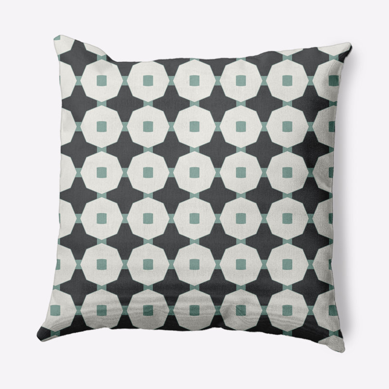 Coussin décoratif Up, 18 po x 18 po, Gris / Turquoise