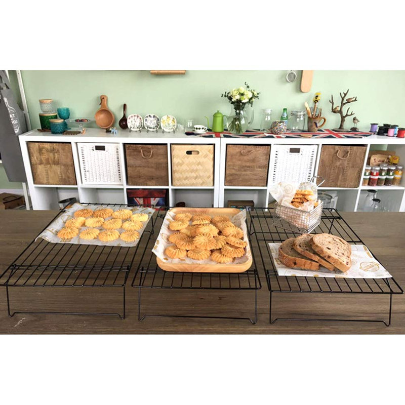 Ensemble de 2 paniers de refroidissement empilables à 3 niveaux, grille à gâteau antiadhésive pour tartes, biscuits, pâtisseries