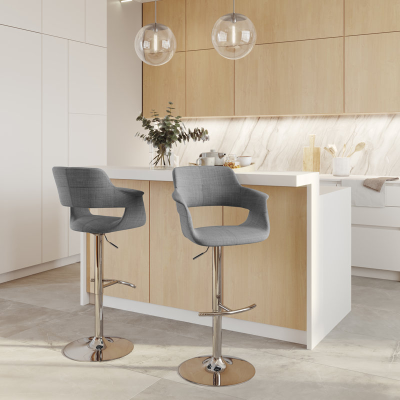 Tabouret de bar Arabelle, Chrome chrome, Gris anthracite