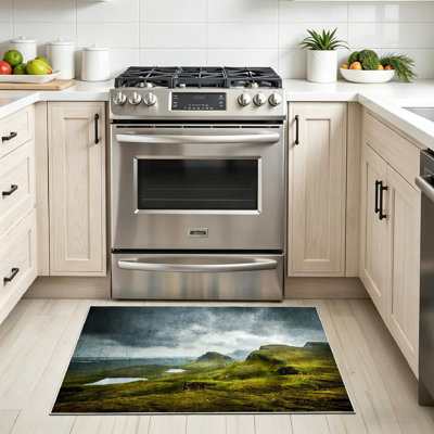 Magnifique tapis d'intérieur vert lavable à la machine