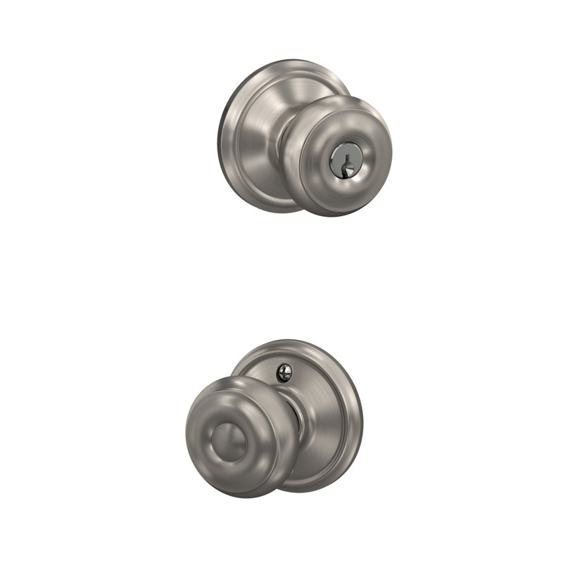 Georgian Knob Single Cylinder Keyed Entry Storeroom Lock, Satin Nickel, Yes, Keyed Alike