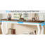 Console rétro vintage avec 2 tablettes, canapé extra long pour grands canapés modulaires et couloirs, rangement de vestibule blanc et brun