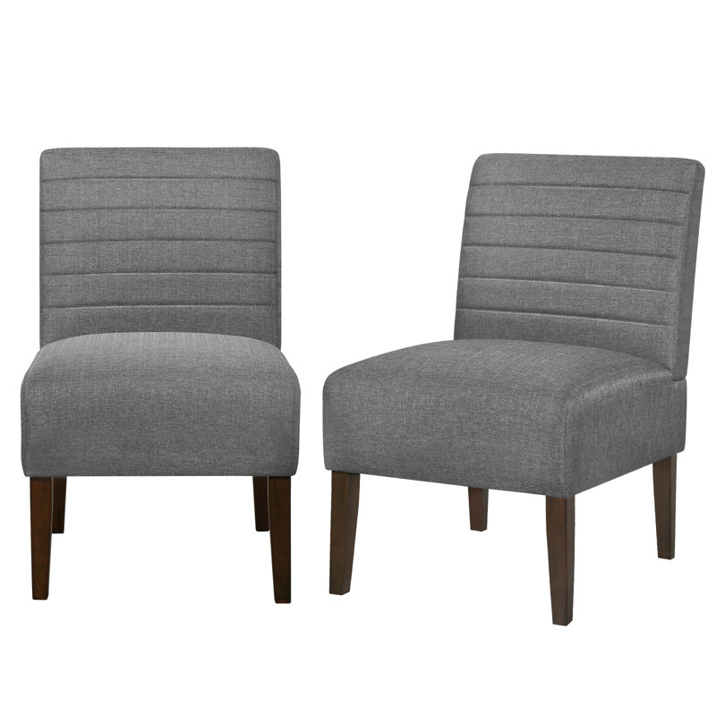 Floraine Upholstered Slipper Chair, Gray Polyester