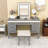 Makeup Vanity Table with 7 Storage Drawers, LED Mirror and Padded Stool-2104897867