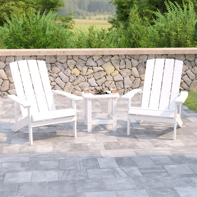 Balasi Indoor/Outdoor Adirondack Style Side Table and 2 Chair Set
