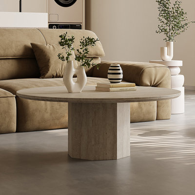Table basse ronde avec comptoir en pierre