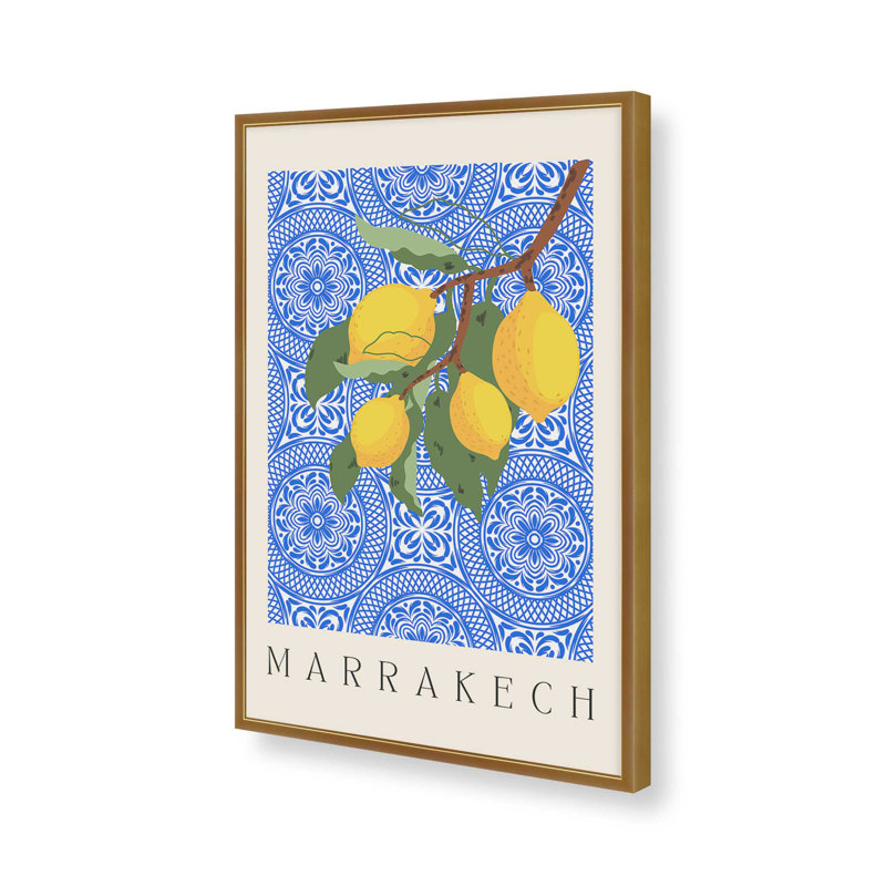 Imprimé marocain au charme de citron, Or poli, H 21,25 po x l 17,25 po