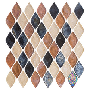 Dosseret de cuisine en mosaïque pour salle de bain, douche, mur et plancher en verre Arbesque de 2 po x 1 po Plume de Plume