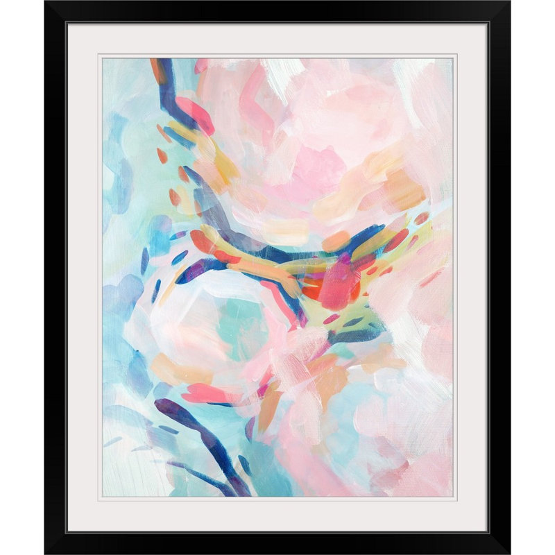 « coton bonbon i »-reproduction d’art, H 38 po x l 32 po x P 1 po, Cadre noir