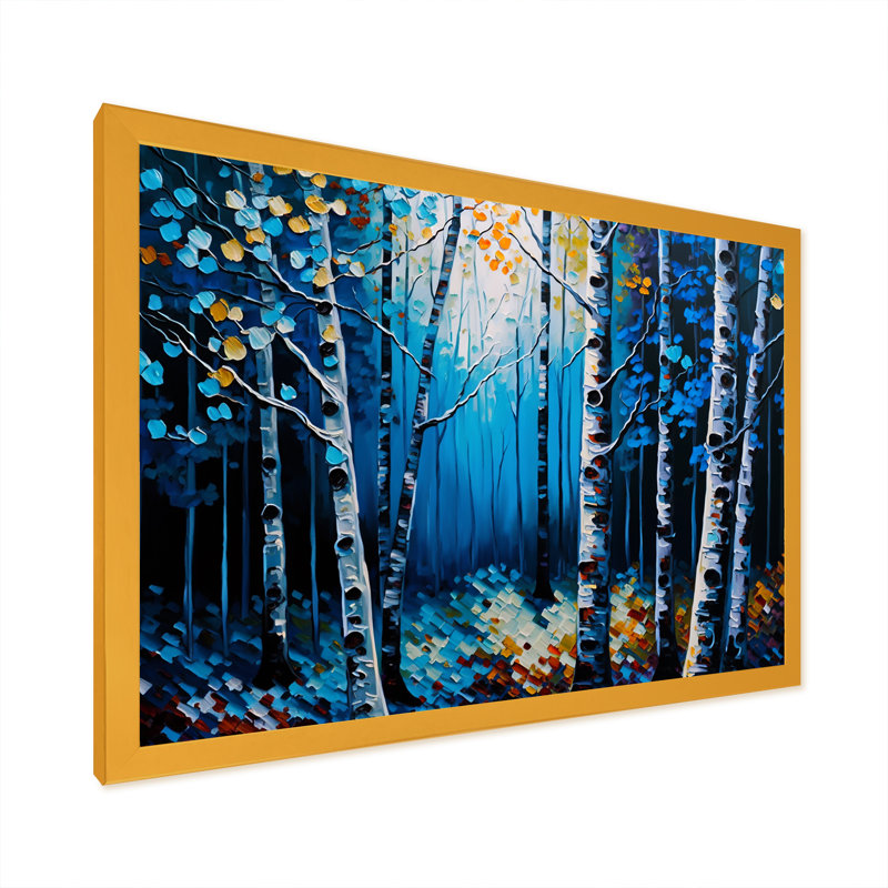 «Blue Birch Forest II», reproduction sur toile, H 24 po x l 32 po x P 1 po, Encadrement doré
