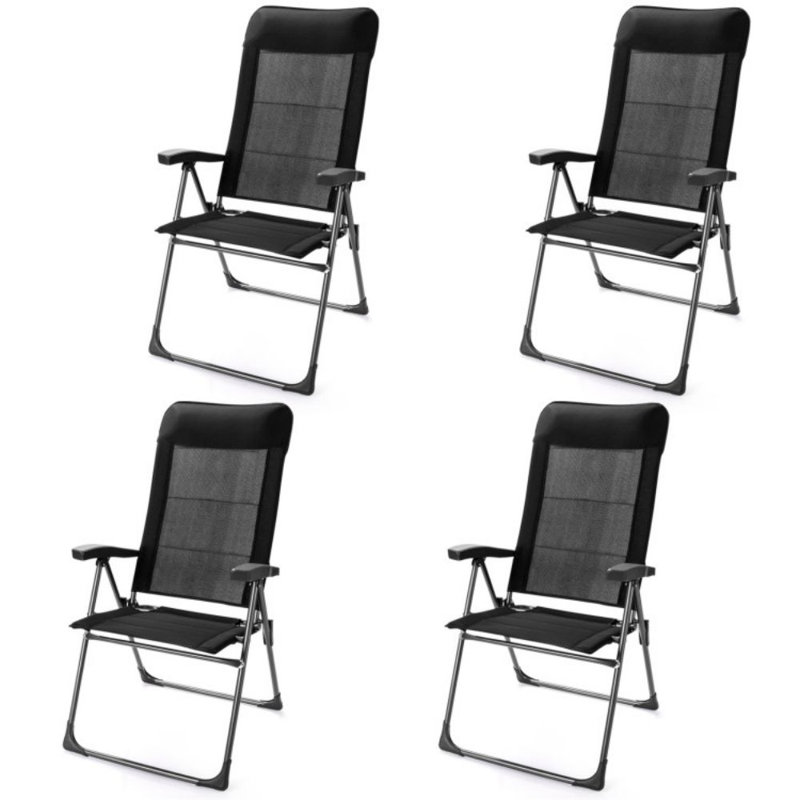 2 Pieces Portable Patio Folding Chairs With Headrests Adjust