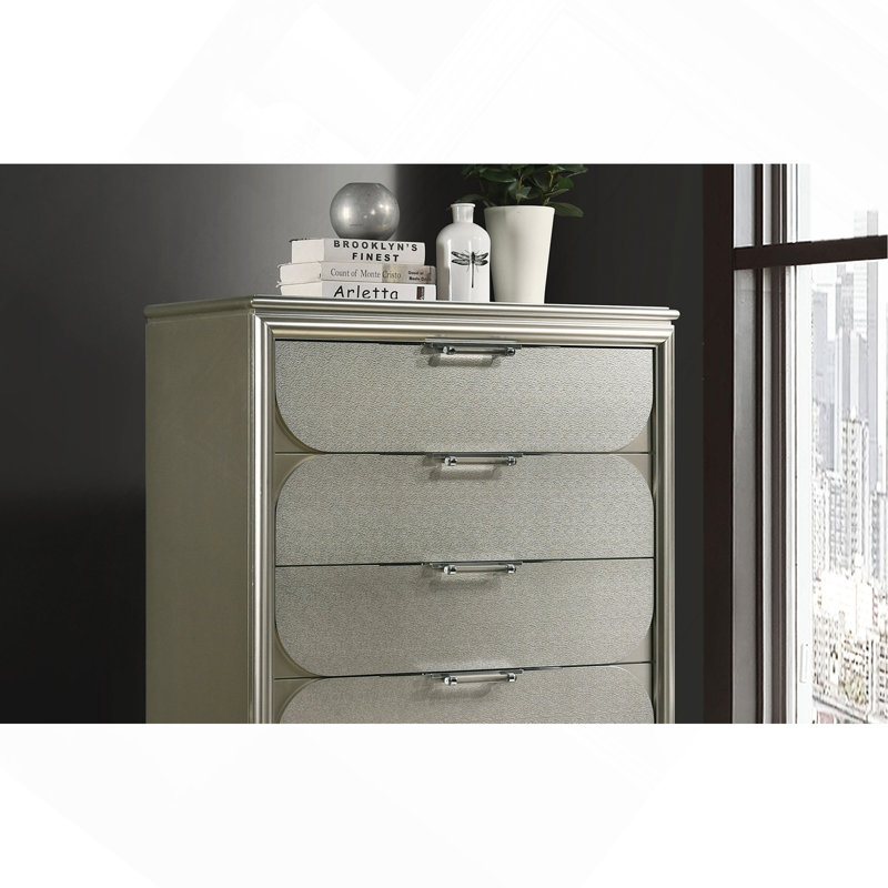 Commode contemporaine en argent à 1 commode à 5 tiroirs