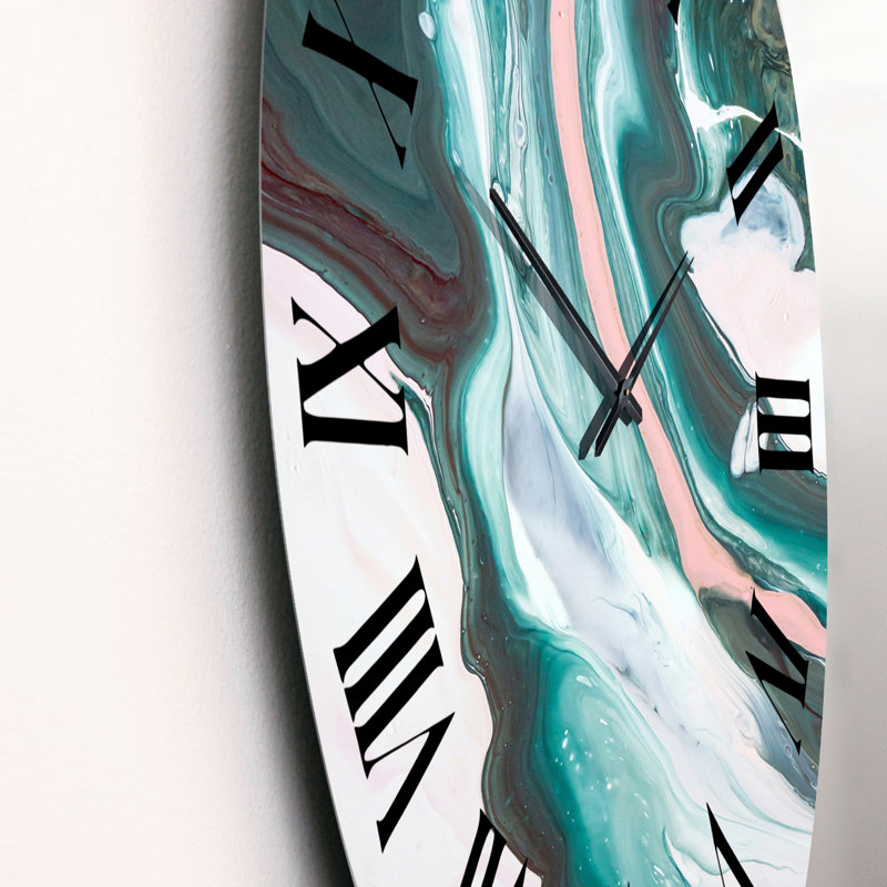 Horloge murale moderne rose et bleu clair, Moyen