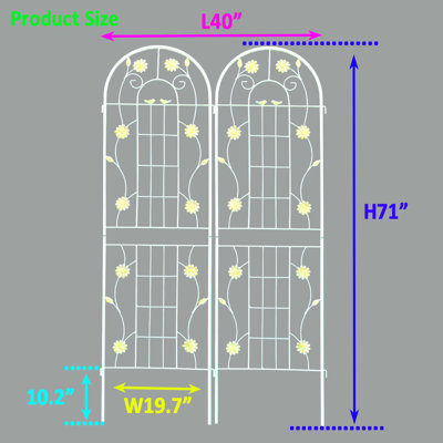 2 Pack Metal Outdoor Trellis 71" X 19.7", Cream White Rustproof For Plants, Easy Installation, Construction, Climbing Plants Such As Morning Glory, , Peas To Assemble, Strong, Grapevine
