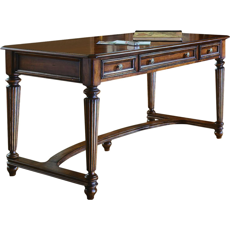 Traditional Brown Wood Home Office Desk with Power Outlet