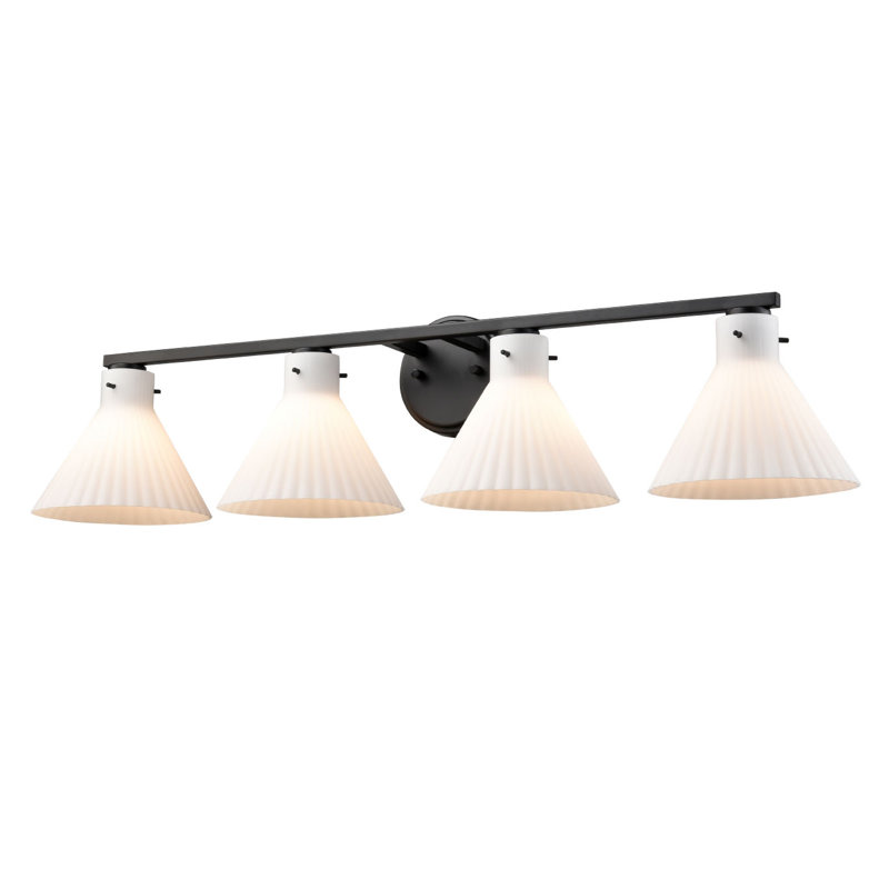 Dorset 4 Light Vanity, Ebony with Ribbed Opal Glass