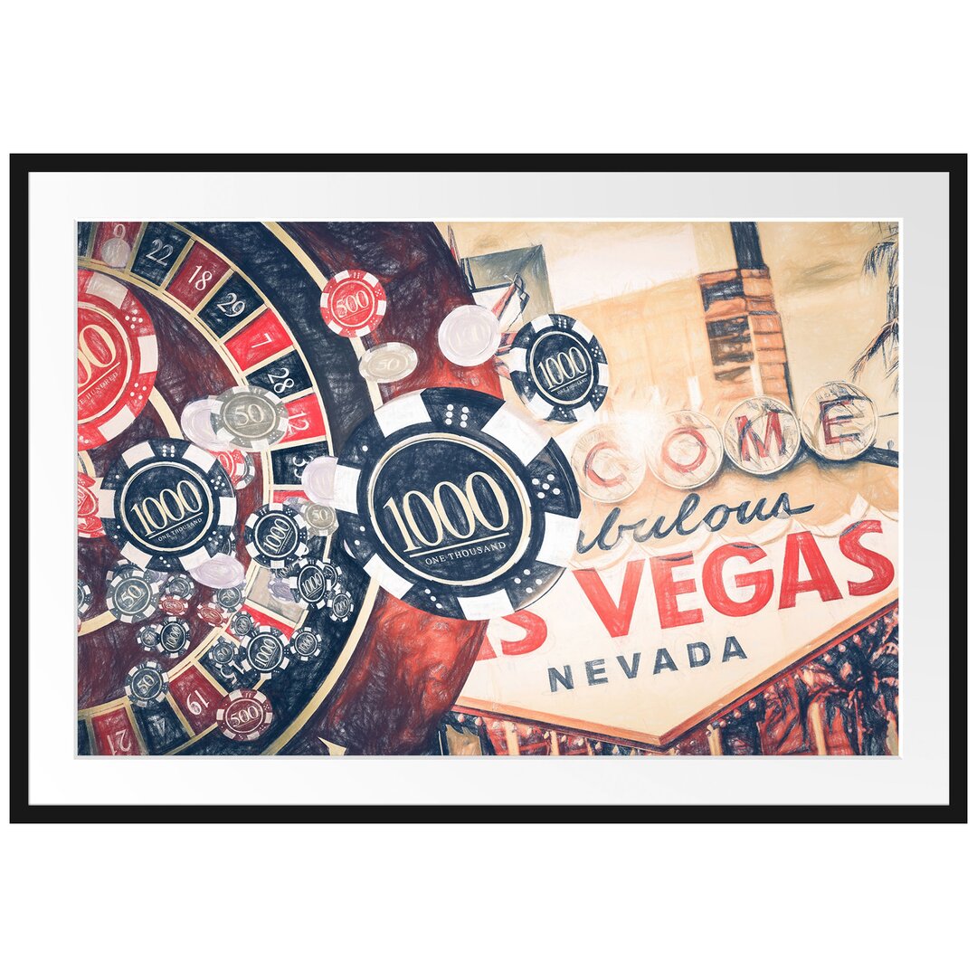 Gerahmtes Poster Las Vegas Casino Roulette