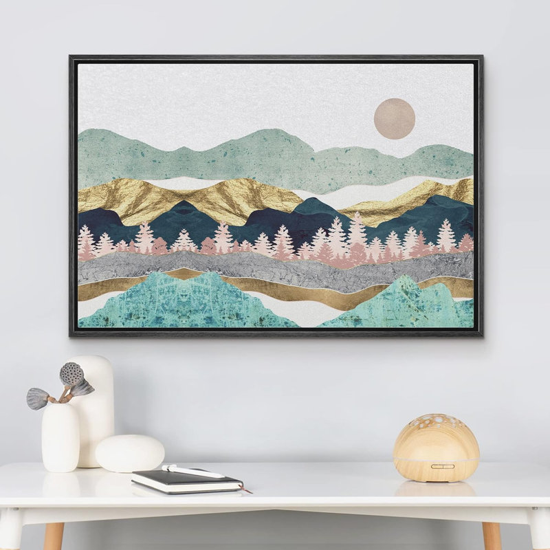Montagne pastel, nature, art moderne, paysage abstrait, salon, chambre à coucher, bureau, H 24 po x l 36 po x P 1,5 po