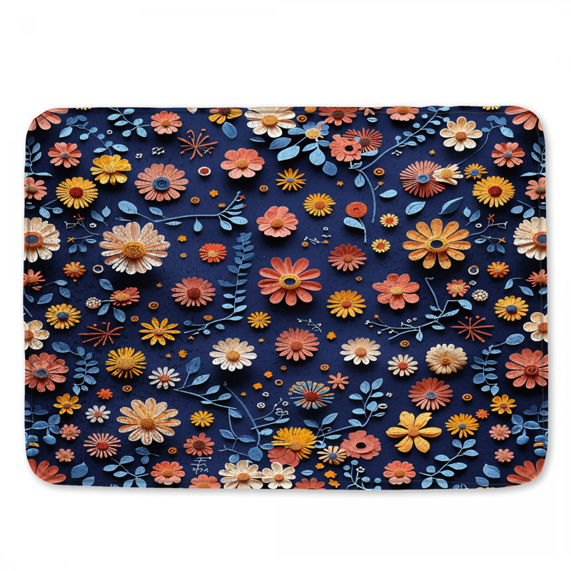 Tapis de bain floral Boho, 24 po L x 17 po L