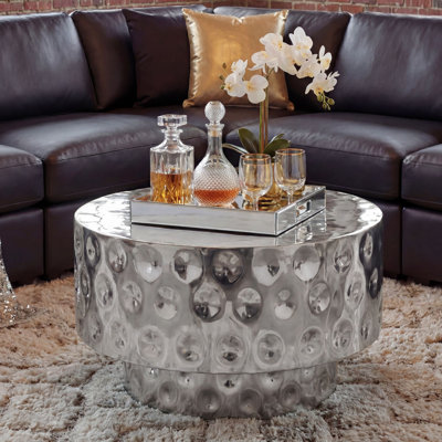 Round Gold Aluminium Drum Coffee Table