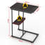 Table d'appoint 18,9 pouces en forme de C brun noir, table d'appoint robuste en métal renforcé avec plateau de bureau haute densité, table de bout portable polyvalente pour canapé, chambre à coucher, salon et bureau