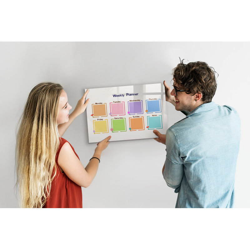 Magnetic Memo Board Whiteboard - 60 x 40 cm - Includes Marker and Magnets - Weekly planner
