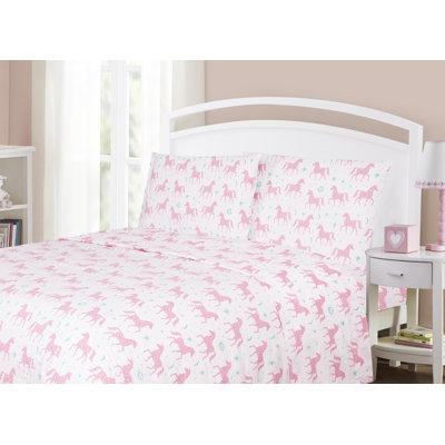 Kids Rule Juvi Sheet Sets Microfiber Unicorns And Stars Sheet Set