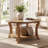 31.5” Round Solid Wood Coffee Table with Lower Storage Shelf, Rustic Natural Finish Living Room Center Table