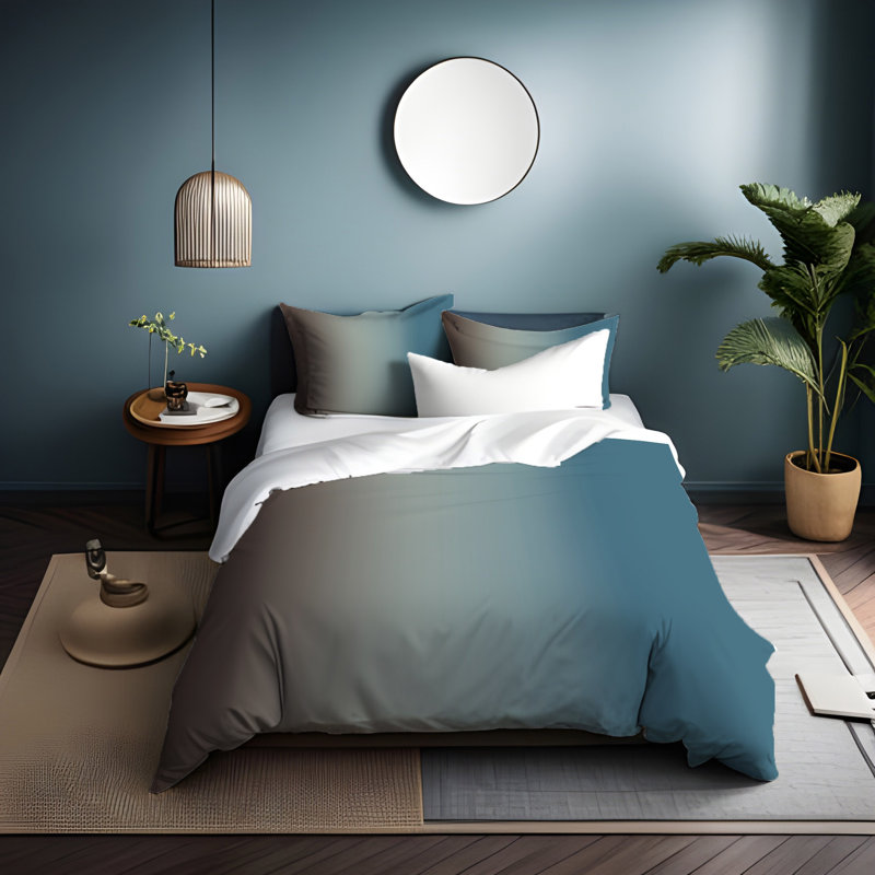 Polyester Ombre Duvet Cover, Twin Duvet Cover + 1 Queen Sham