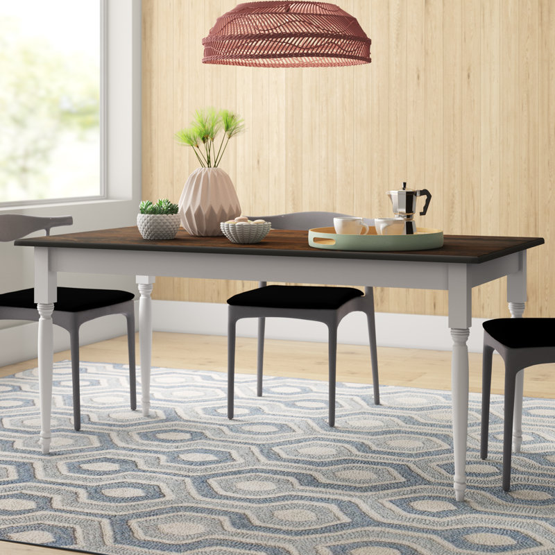 Table de salle à manger Auberta, L 66 po x l 34 po, Noyer foncé, Blanc
