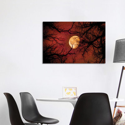 Red Moon Midnight Sun by Nik Rave - Wrapped Canvas Painting