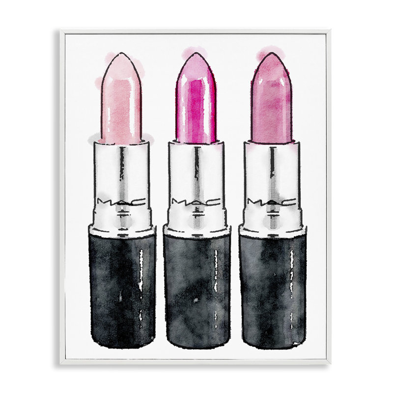 «Keith Three Pink Lipsticks» par Amanda Greenwood, reproduction sur toile, H 30 po x l 24 po, Estampe numérique Farmhouse