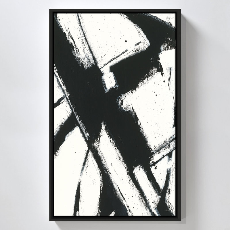 "Expression Abstract I White Crop" par Shirley Novak, reproduction sur toile dans un cadre flottant, H 51,5 po x l 31,5 po