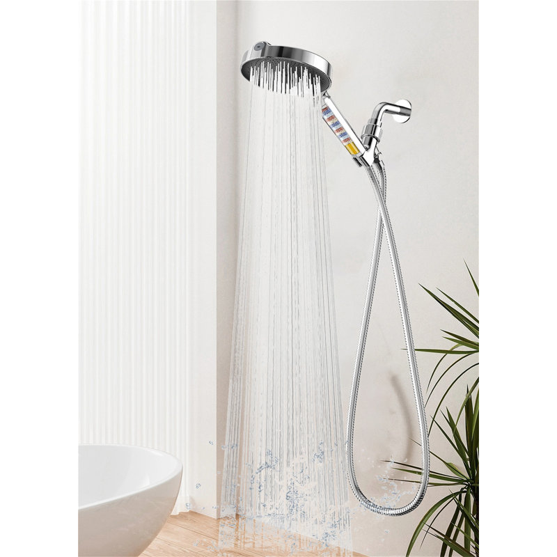 6-Inch Handheld Filter Shower Head With High Pressure, 6 Spray Modes (For Hard Water), Detachable With Hose & Shower Arm Bracket