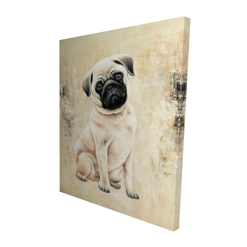 Small pug dog - Contemporary Beige Canvas for Home Decor