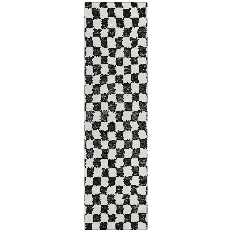 Machine Washable Indoor/Outdoor Xhevrie Black Rug, Rectangle 1'8" x 2'6"