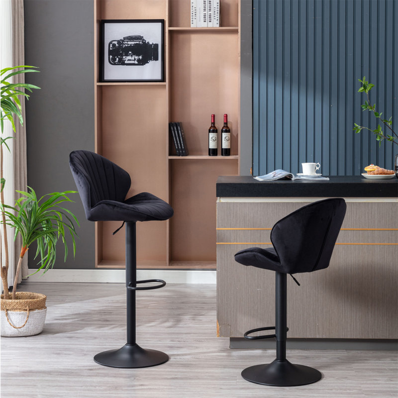 Ensemble de 2 tabourets de bar réglables avec dossier et repose-pieds, chaises de bar à hauteur de comptoir pour cuisine, pub