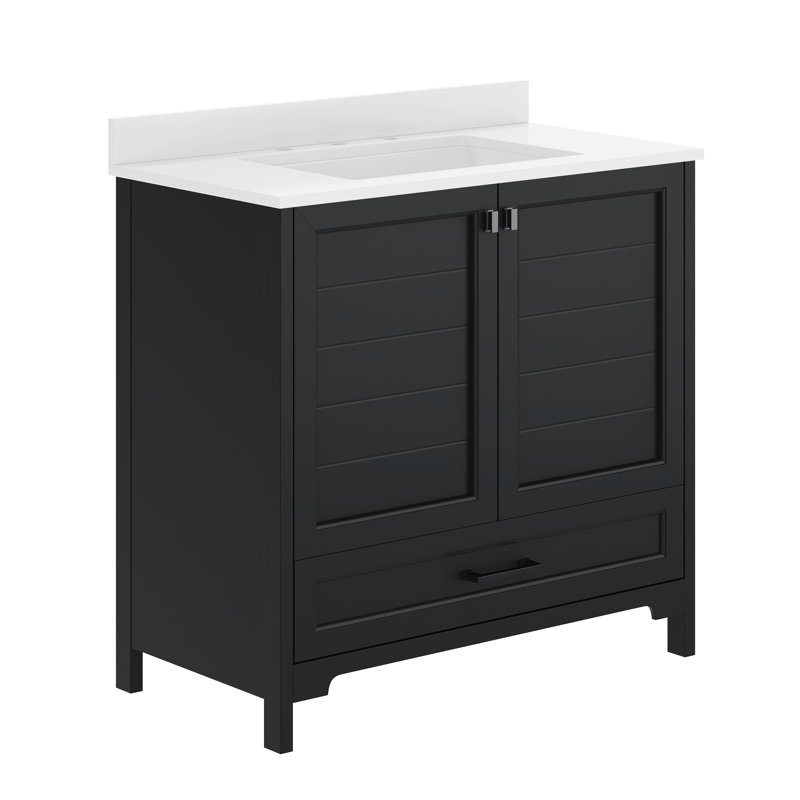Bathroom Vanity With Undermount Sink, Cabinet, And Drawer, Black, Matte Black
