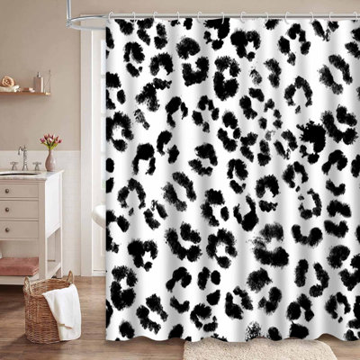 Jaguar Wildlife Animal Fur Snow White Shower Curtain with 12 Hooks