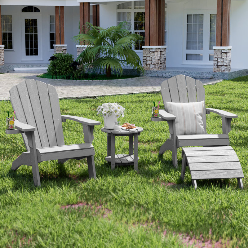 Oversized Adirondack 3 Piece Seating Group, Gray