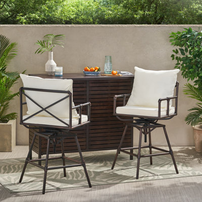 Metal Outdoor 26.5'' Counter Stool with Cushion