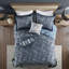 Ensemble de couvre-lit traditionnel de 5 pièces en coton brodé de jacquard bleu marine, taille Queen-136111562-136111558