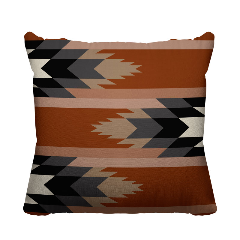 Coussin intérieur / extérieur Lansa Southwestern, L 17 po x H 17 po, Orange brûlé
