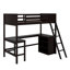 Lit mezzanine simple avec tablettes et bureau-305642810
