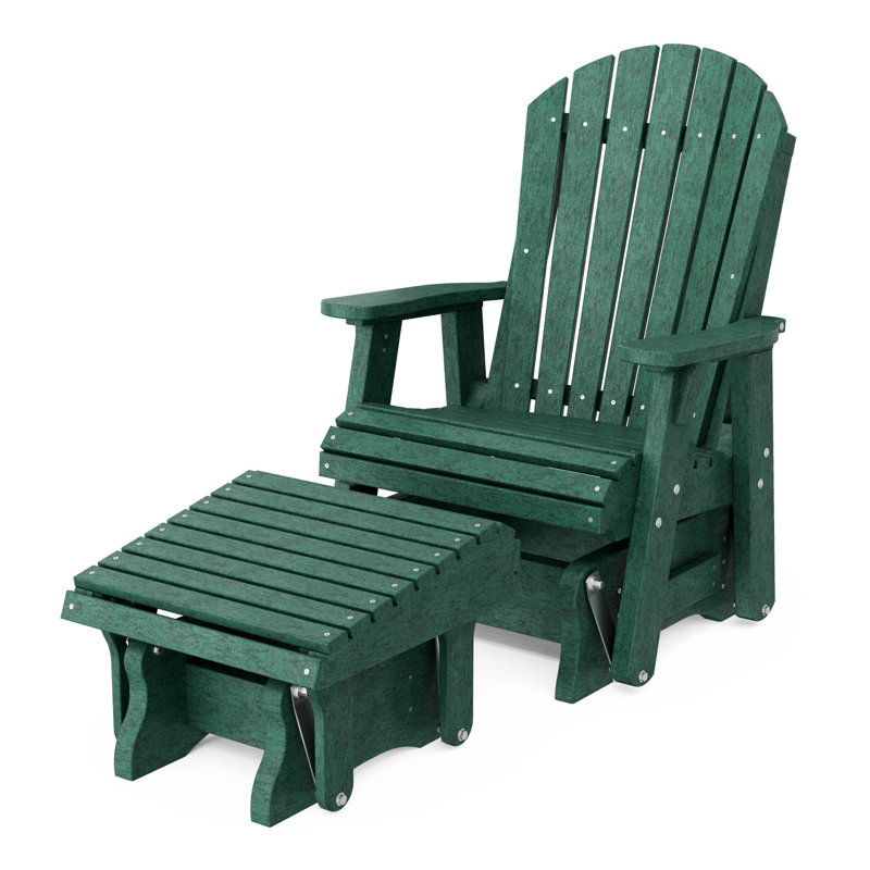Fauteuil oscillant simple avec repose-pieds Delja, Vert touffeté
