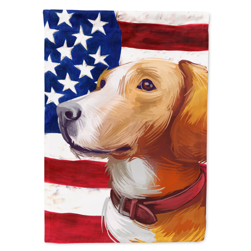 Polyester à 2 côtés 28 x 40 po drapeau maison, Chien de la vallée de la Save