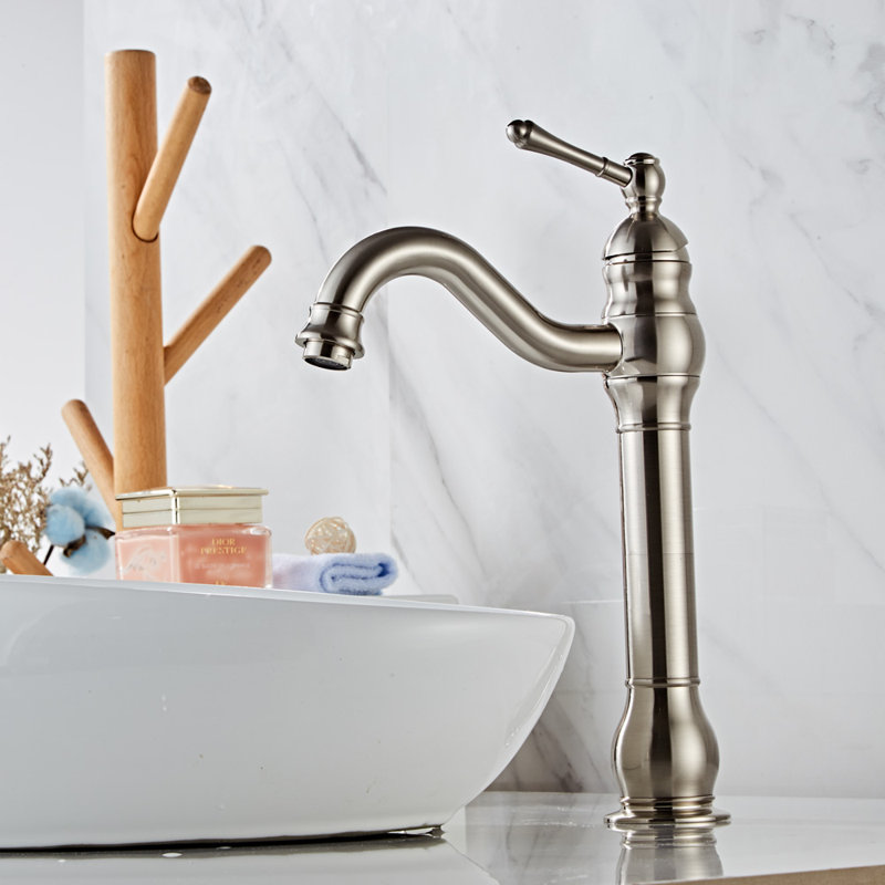 Single-Hole Single-handle Bathroom Faucet with Drain Assembly, Brushed Nickel