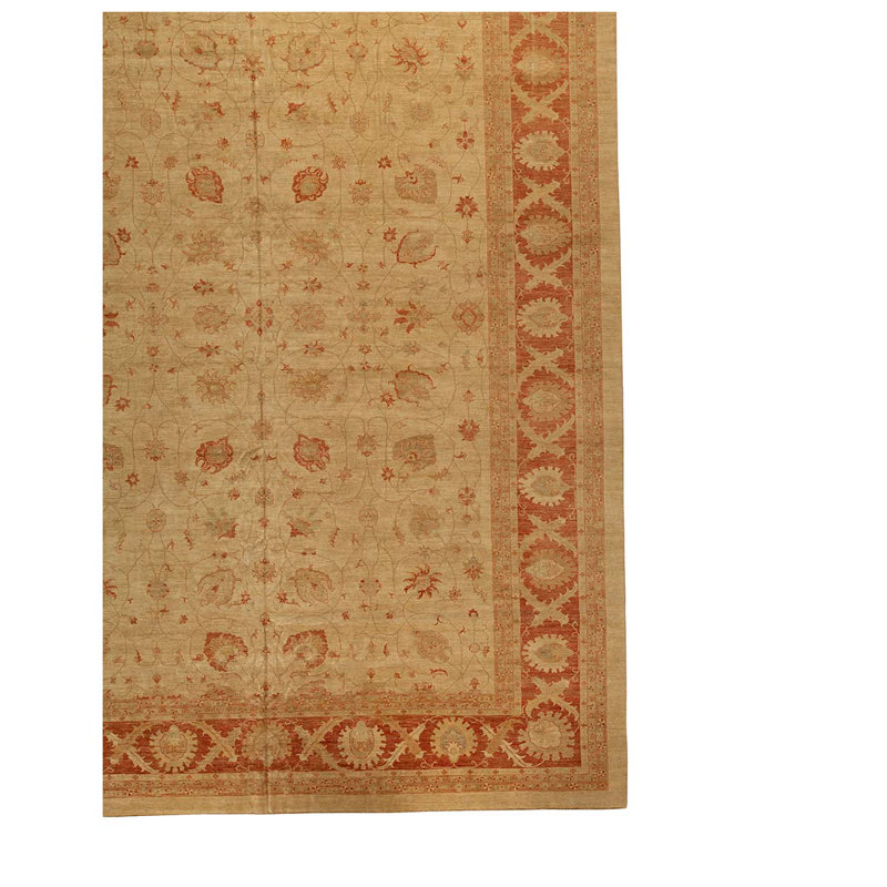 Tapis rouge / vert en laine noué à la main de conception unique 16 pi 4 po x 21 pi 8 po