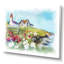 Bâtiments blancs sur un pré vert coloré - peinture sur toile-67418490-67418493