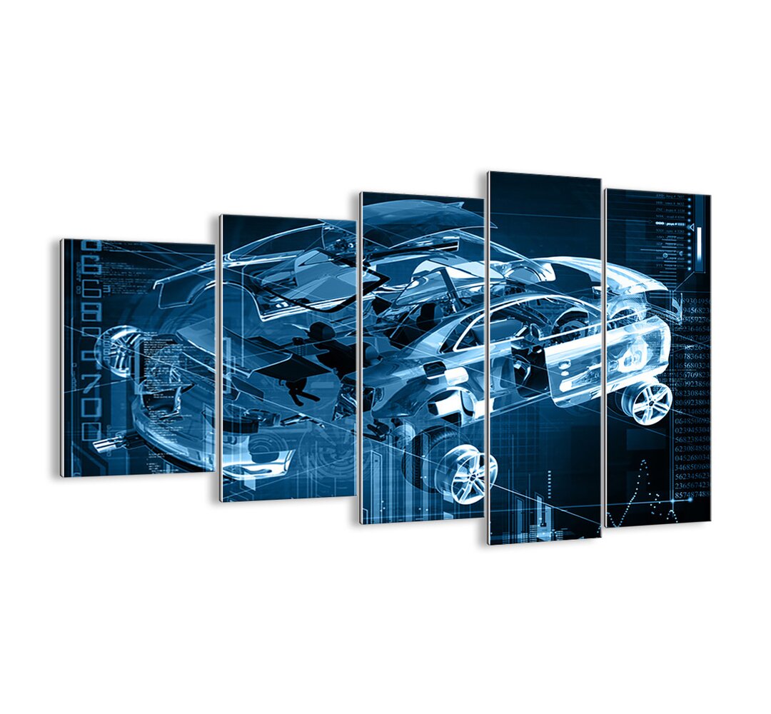 5-tlg. Glasbilder-Set Engineering Anatomy